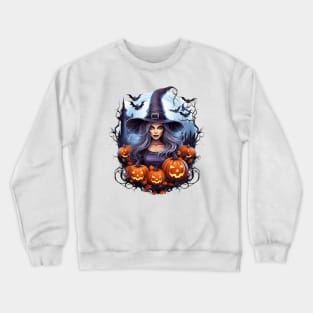 Beautiful Halloween Witch Crewneck Sweatshirt